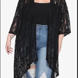 High Low Black Skull Kimono